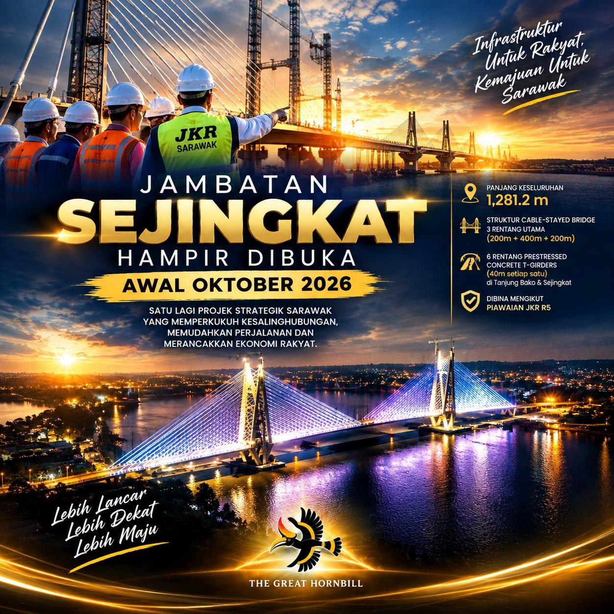 Jambatan Sejingkat Hampir Dibuka, Satu Lagi Projek Strategik Sarawak Jadi Realiti!