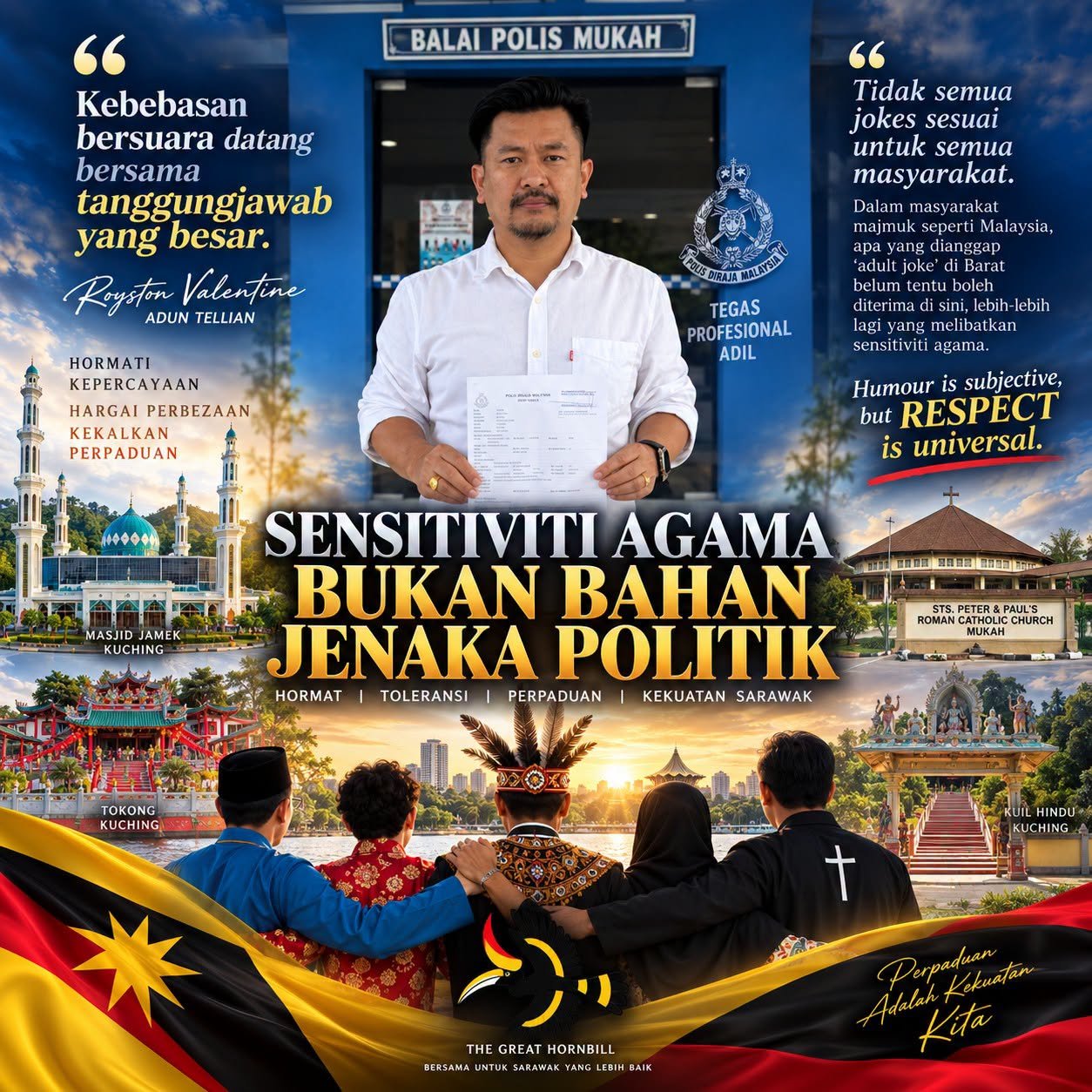 Royston Buat Laporan Polis, Tegaskan Sensitiviti Agama Bukan Bahan Jenaka Politik