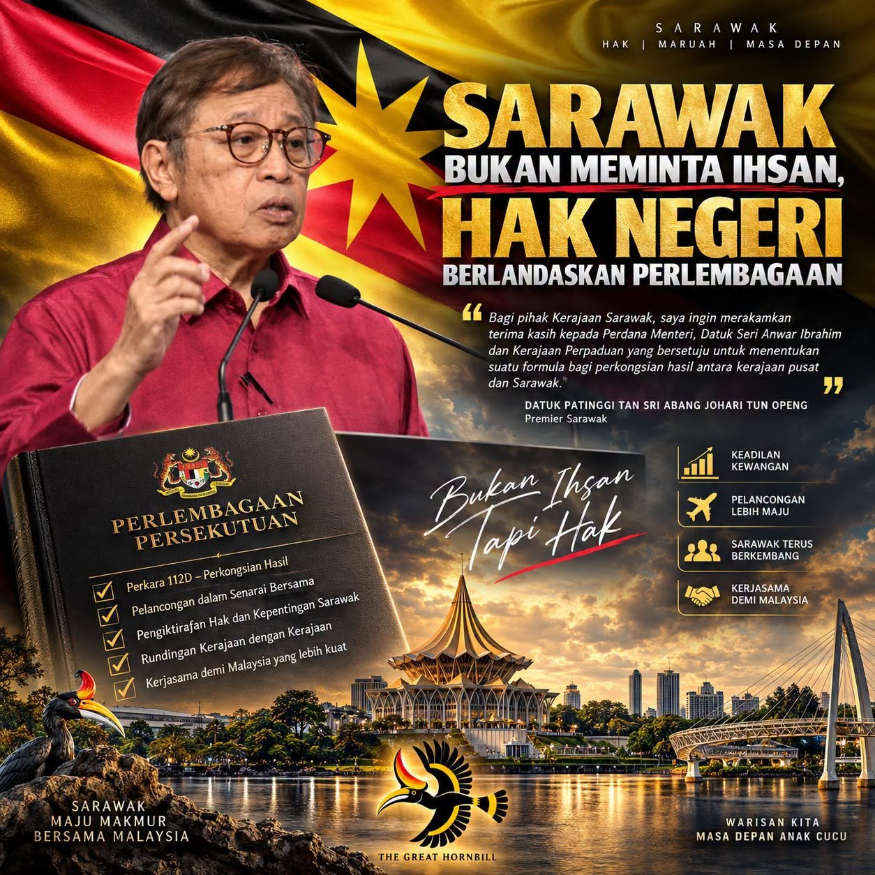 Sarawak Bukan Meminta Ihsan, Hak Negeri Berlandaskan Perlembagaan