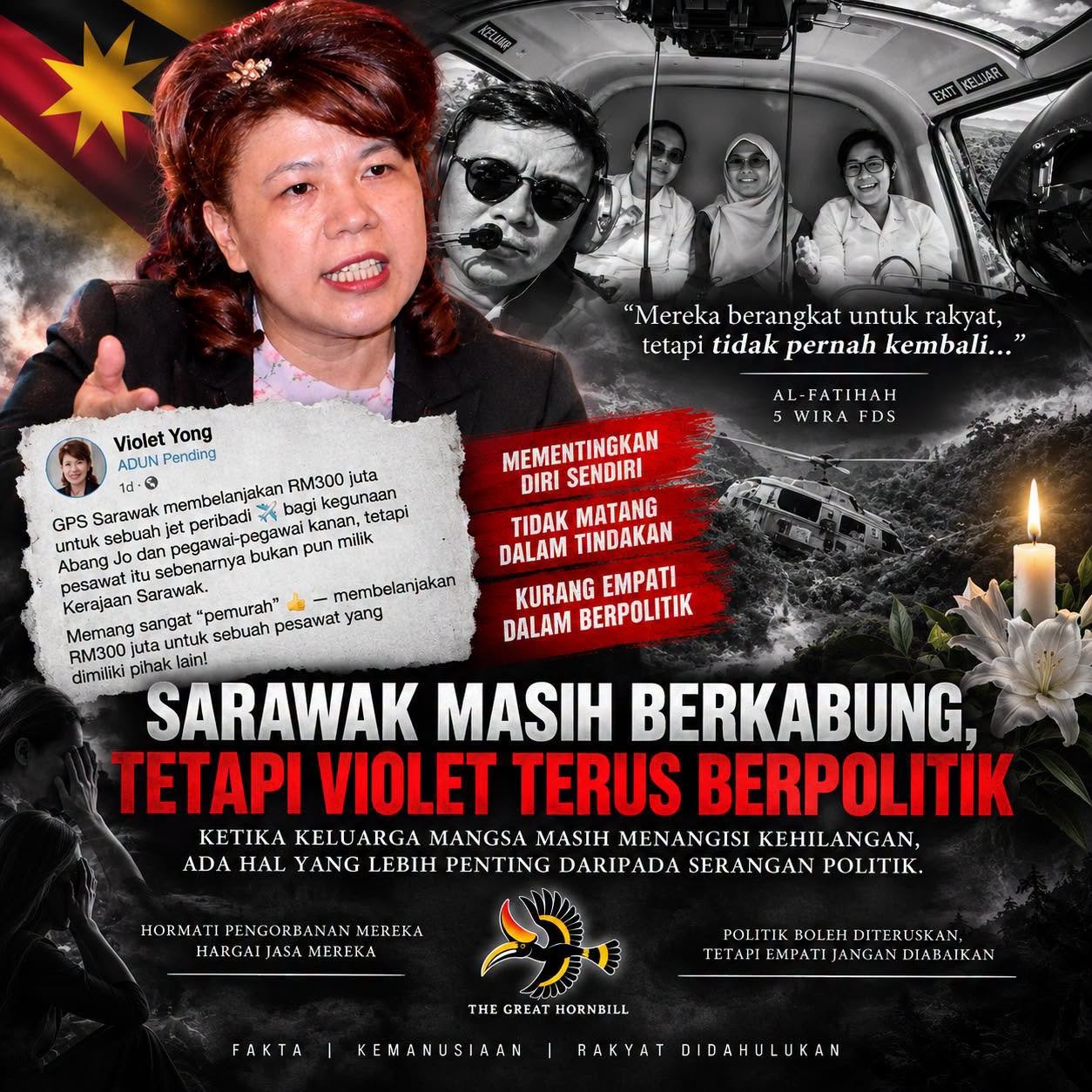 Sarawak Masih Berkabung, Tindakan Violet Cetus Persoalan Empati dan Kematangan Politik